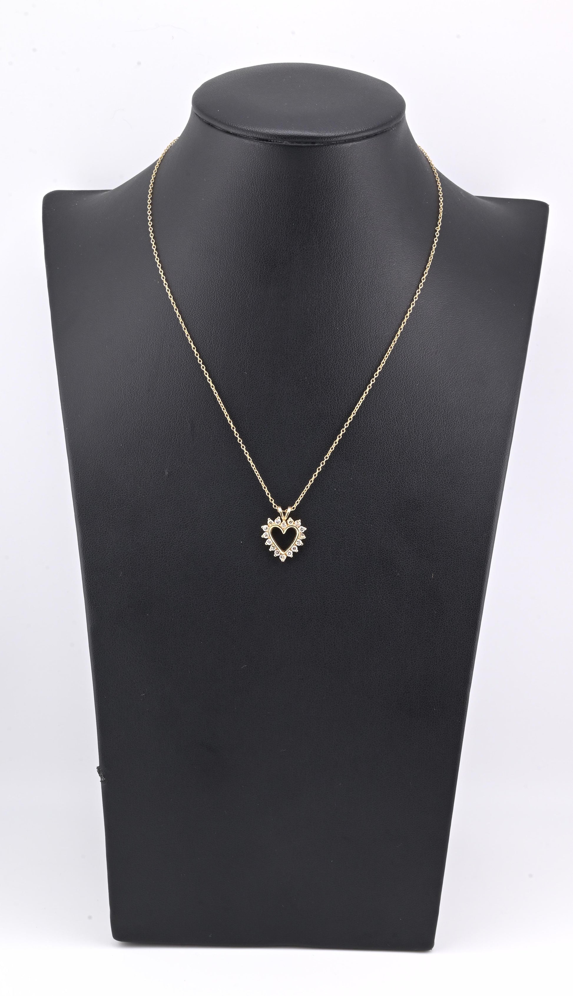 14K Yellow Gold Diamond Heart Pendant Necklace Natural Earth Mined Diamonds