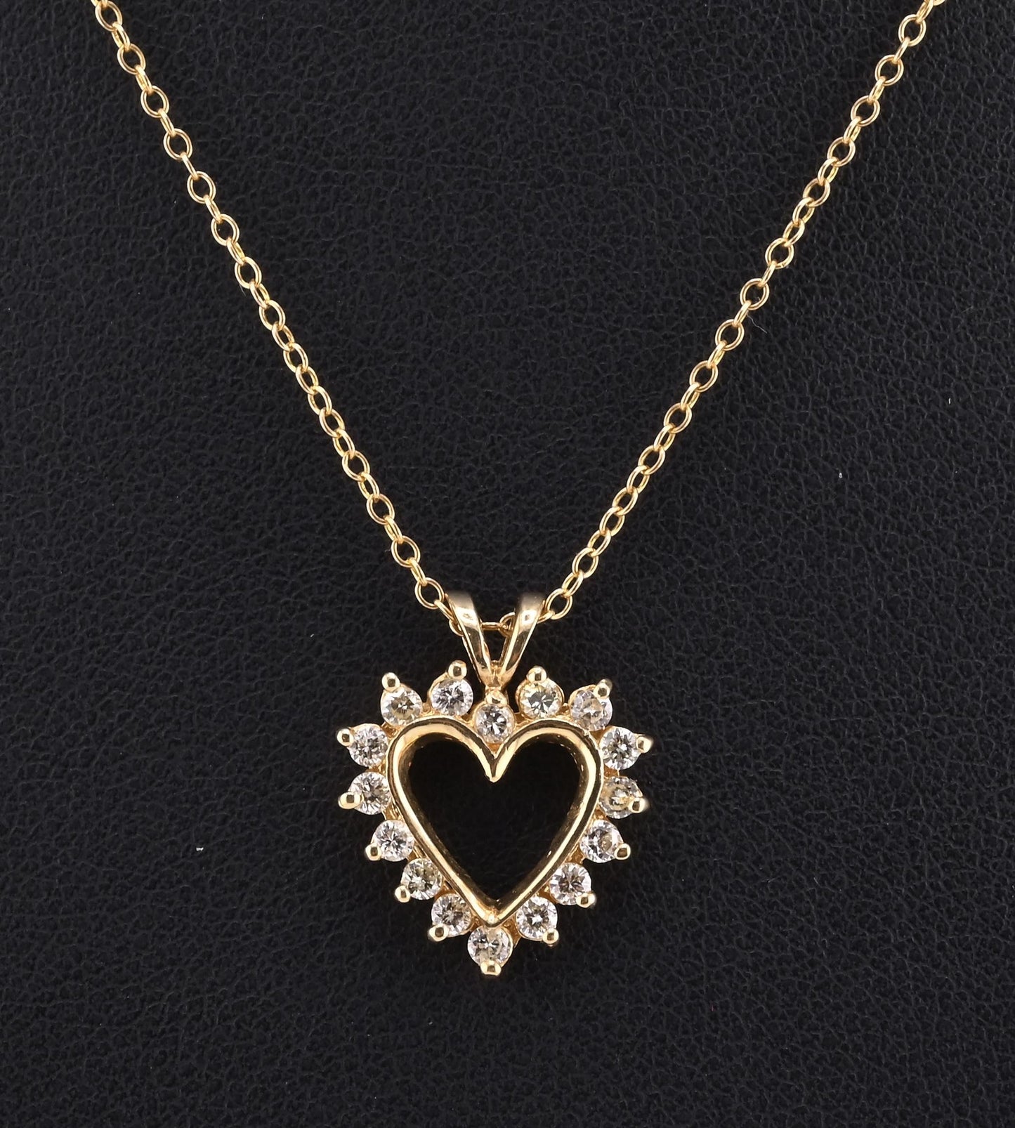 14K Yellow Gold Diamond Heart Pendant Necklace Natural Earth Mined Diamonds