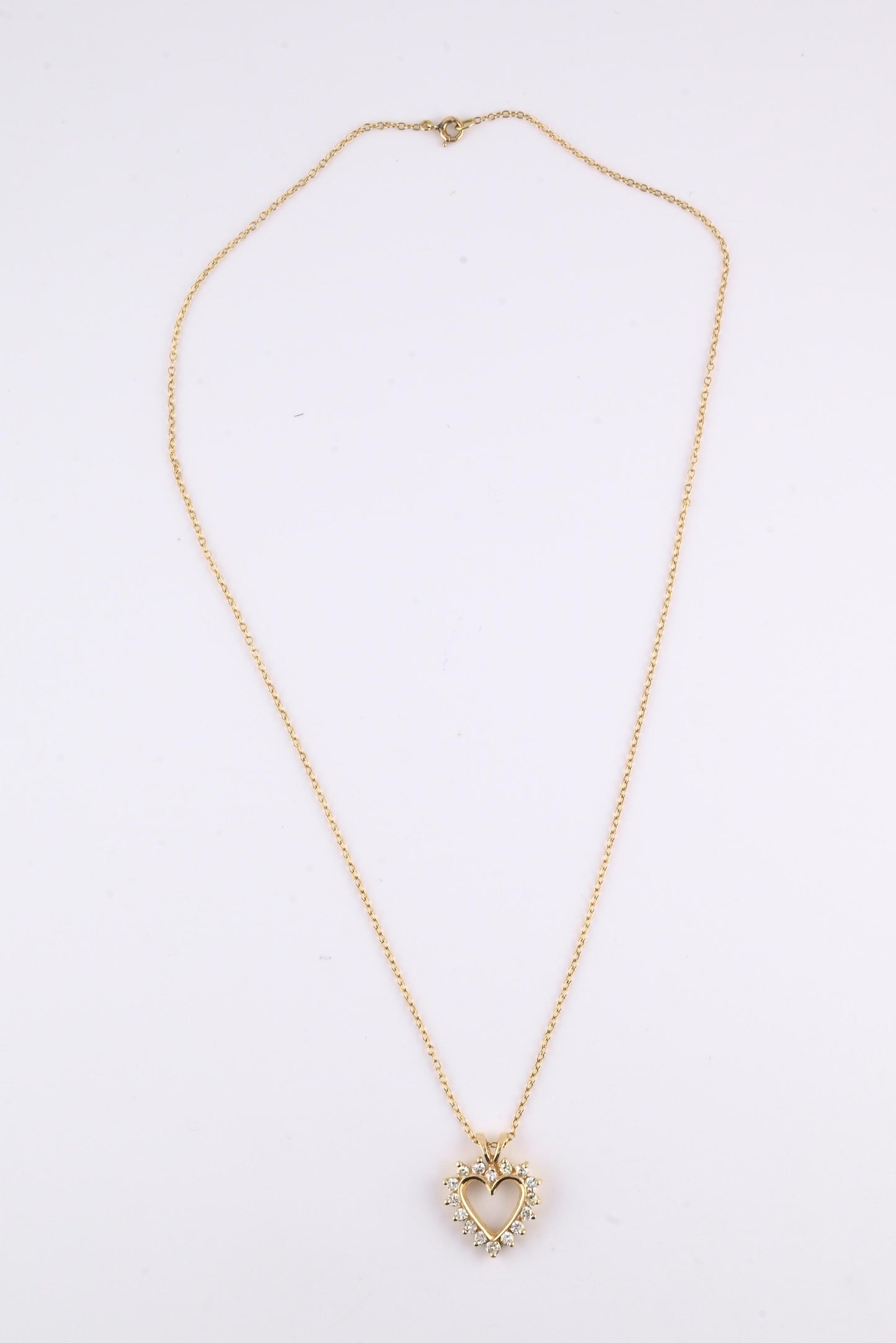 14K Yellow Gold Diamond Heart Pendant Necklace Natural Earth Mined Diamonds