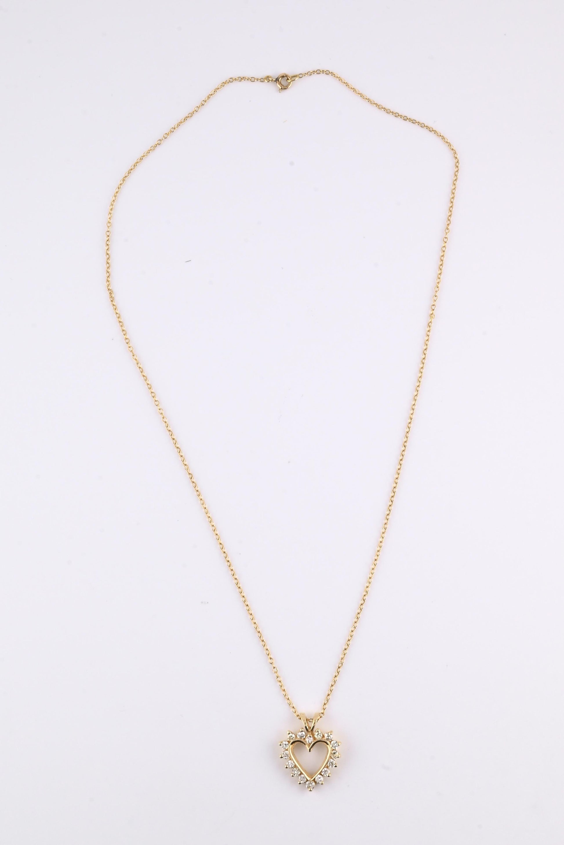 14K Yellow Gold Diamond Heart Pendant Necklace Natural Earth Mined Diamonds
