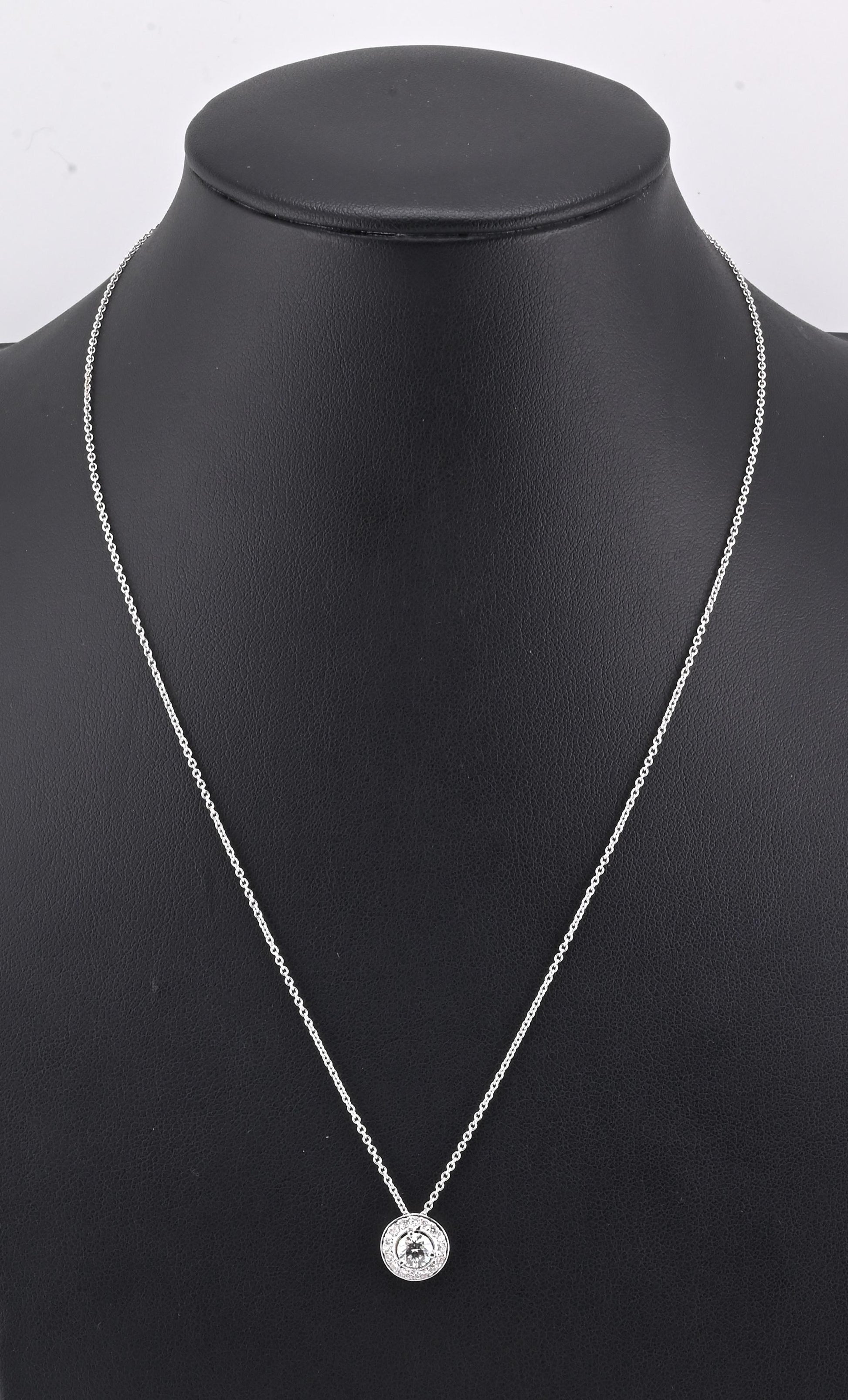 14K Gold Chain w/ 18K Diamond Halo Pendant Natural Diamond Approx 0.50 CT
