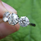 Art Deco 18K White Gold 3-Stone Ring – 3.00ct Old European Cut Diamonds Size 5