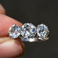 Art Deco 18K White Gold 3-Stone Ring – 3.00ct Old European Cut Diamonds Size 5