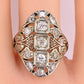 IGI Certified Art Deco 14K White Gold Old Euro & Swiss Cut Diamond Ring 1.05 Ct