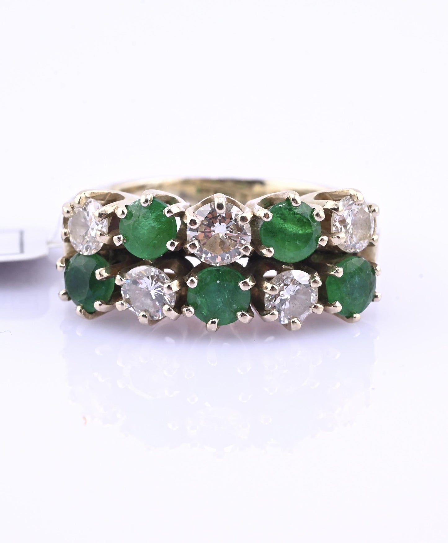 IGI Certified 14K White Gold Emerald & Diamond Ring 2.00 CTW Size 6.75