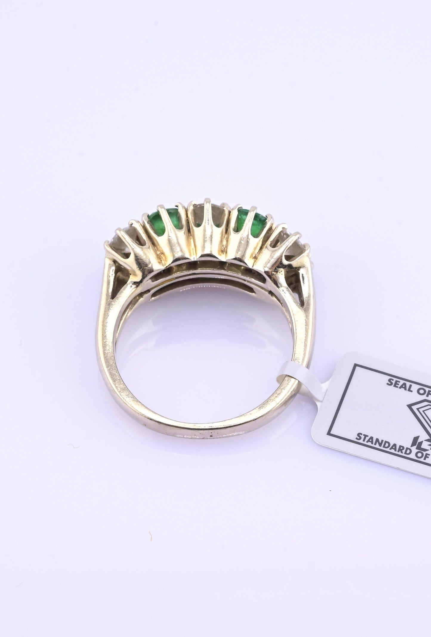 IGI Certified 14K White Gold Emerald & Diamond Ring 2.00 CTW Size 6.75