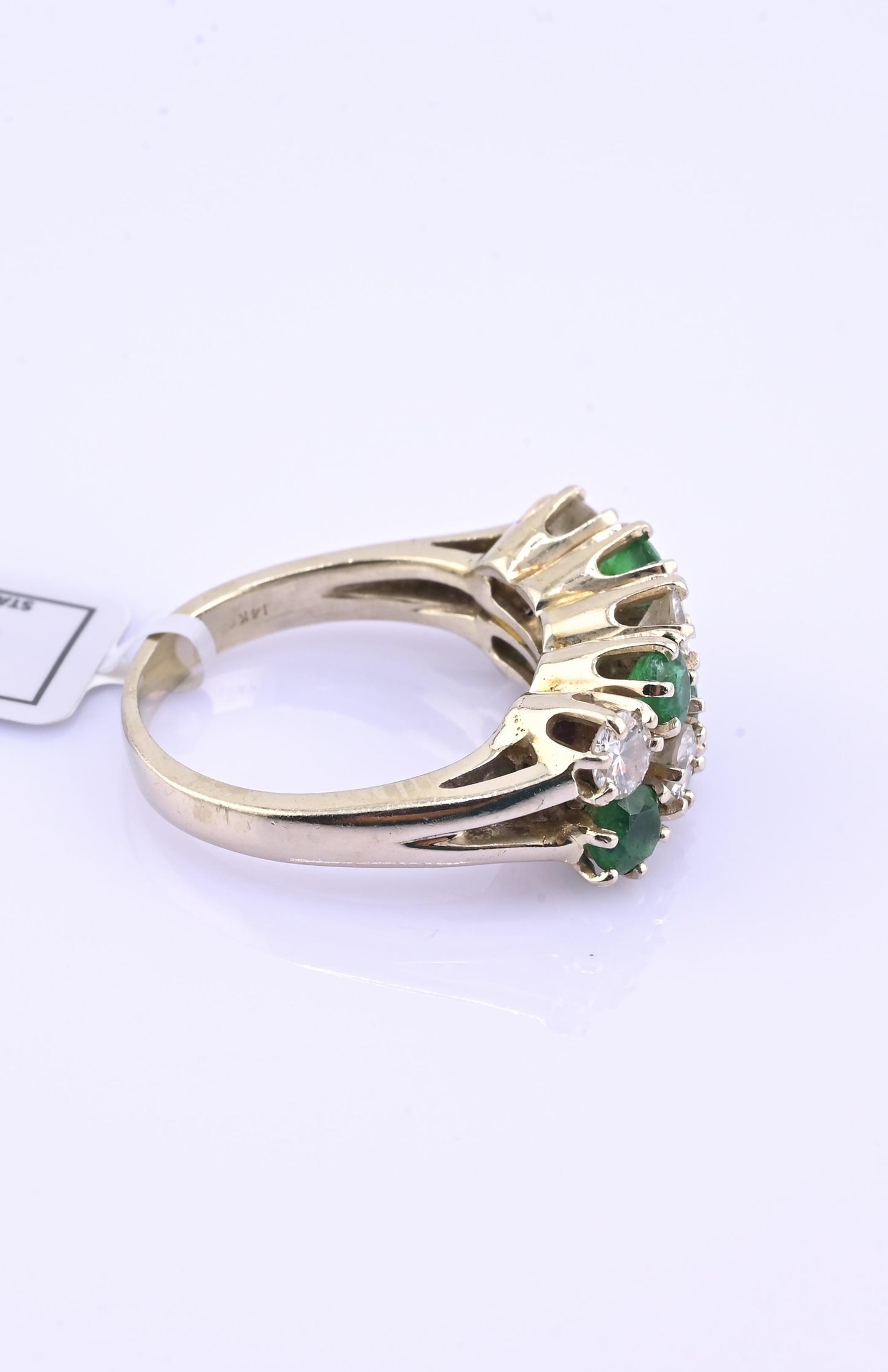 IGI Certified 14K White Gold Emerald & Diamond Ring 2.00 CTW Size 6.75