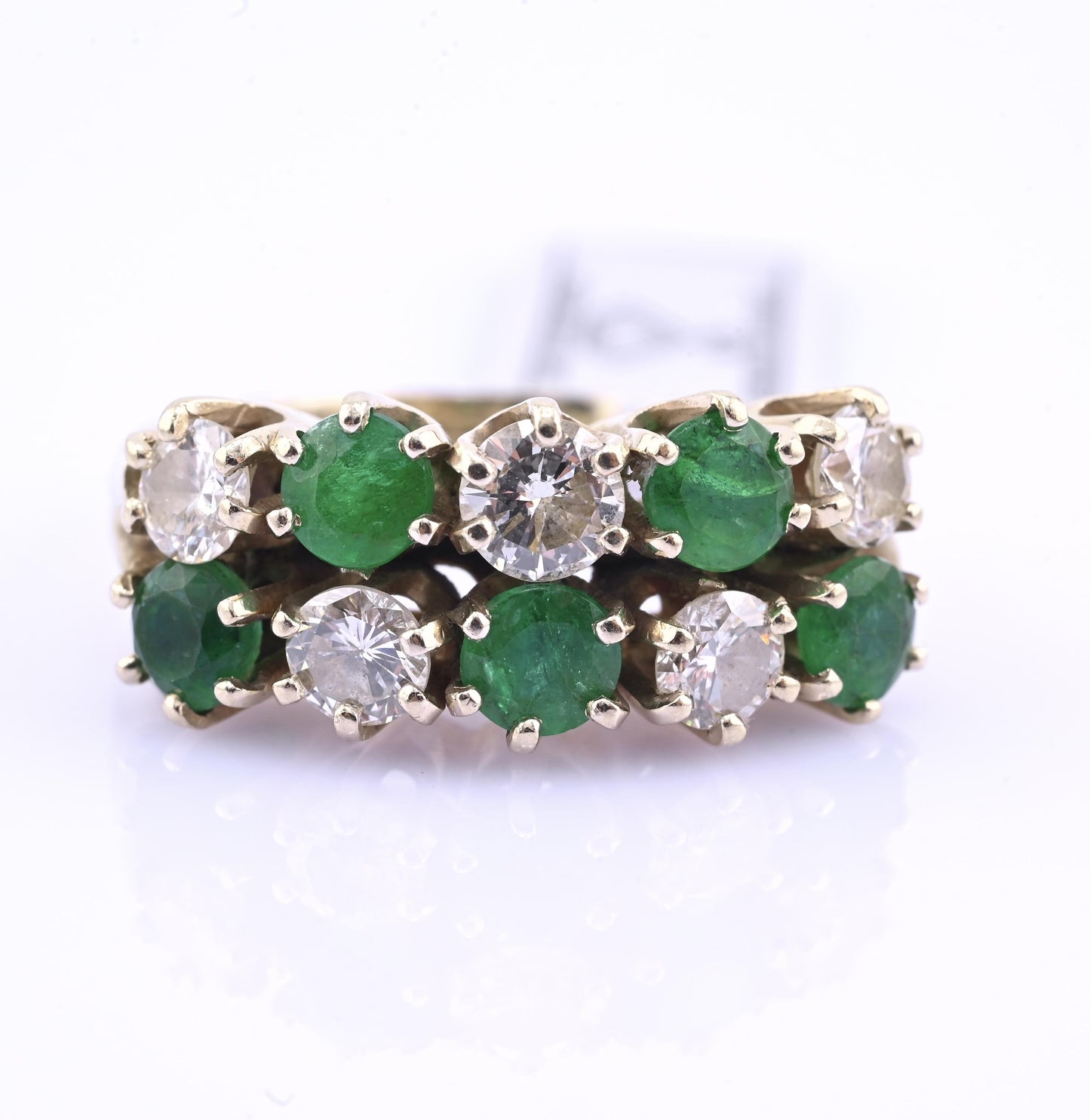 IGI Certified 14K White Gold Emerald & Diamond Ring 2.00 CTW Size 6.75