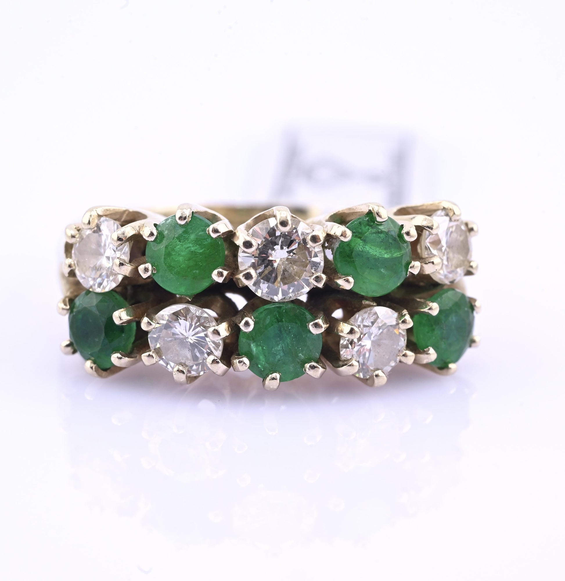 IGI Certified 14K White Gold Emerald & Diamond Ring 2.00 CTW Size 6.75