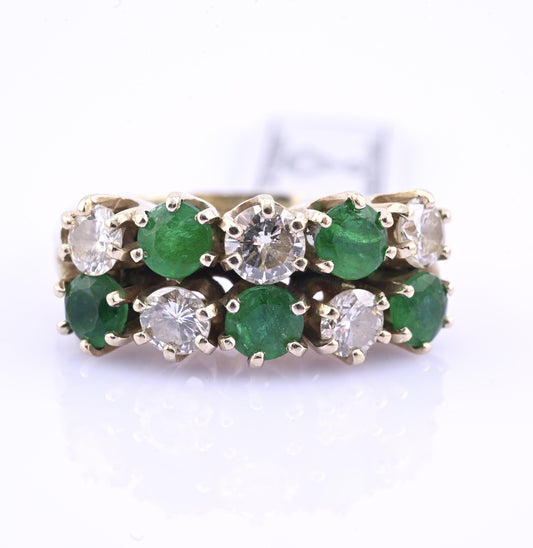 IGI Certified 14K White Gold Emerald & Diamond Ring 2.00 CTW Size 6.75