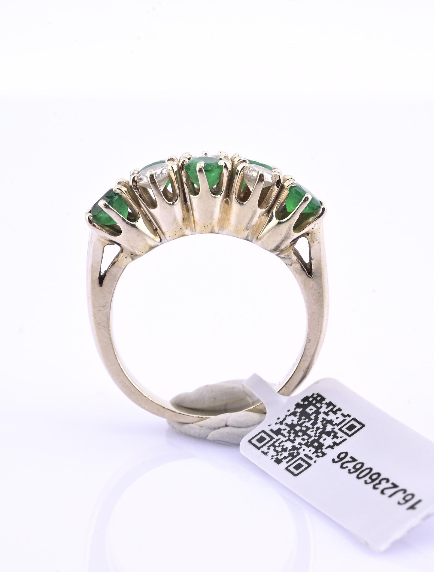 IGI Certified 14K White Gold Emerald & Diamond Ring 2.00 CTW Size 6.75
