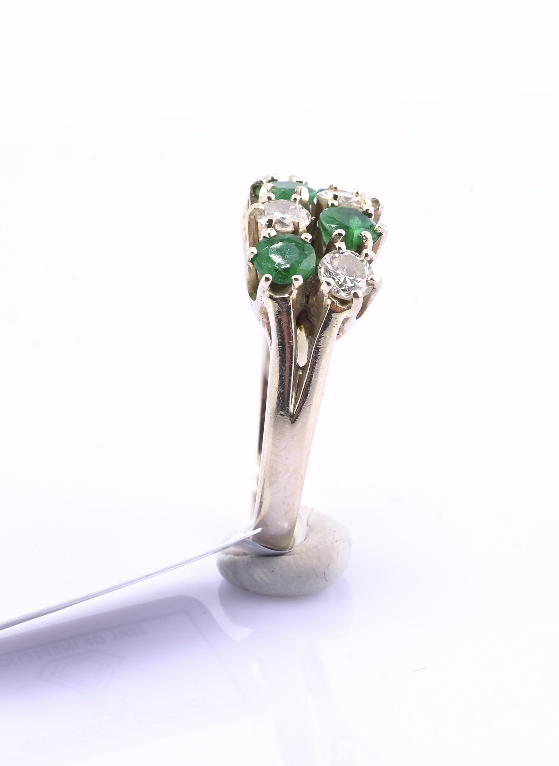 IGI Certified 14K White Gold Emerald & Diamond Ring 2.00 CTW Size 6.75