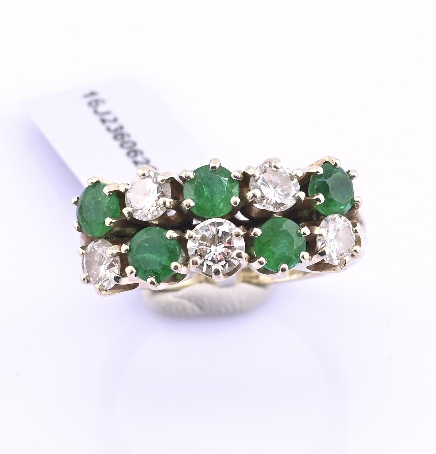 IGI Certified 14K White Gold Emerald & Diamond Ring 2.00 CTW Size 6.75