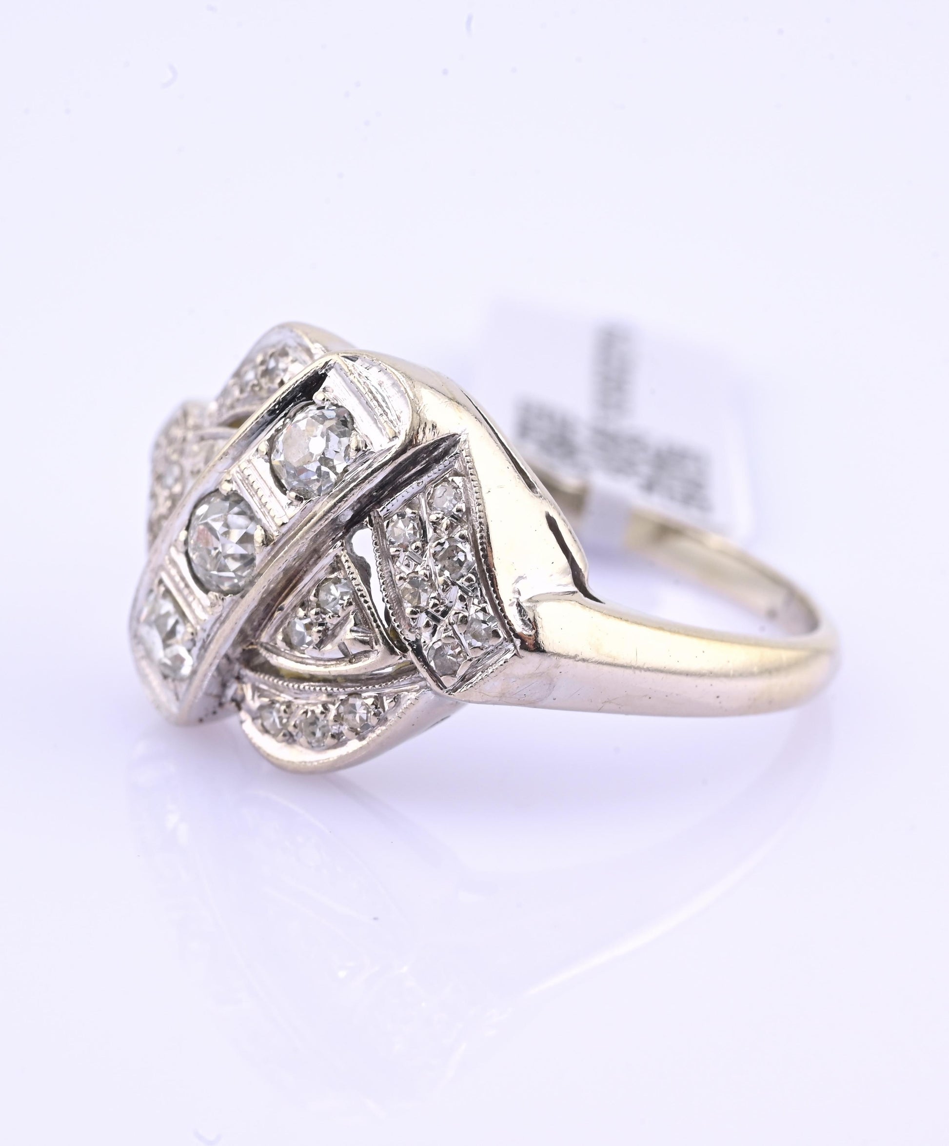 IGI Certified Art Deco 14K White Gold Old European Diamond Ring 0.55 CTW