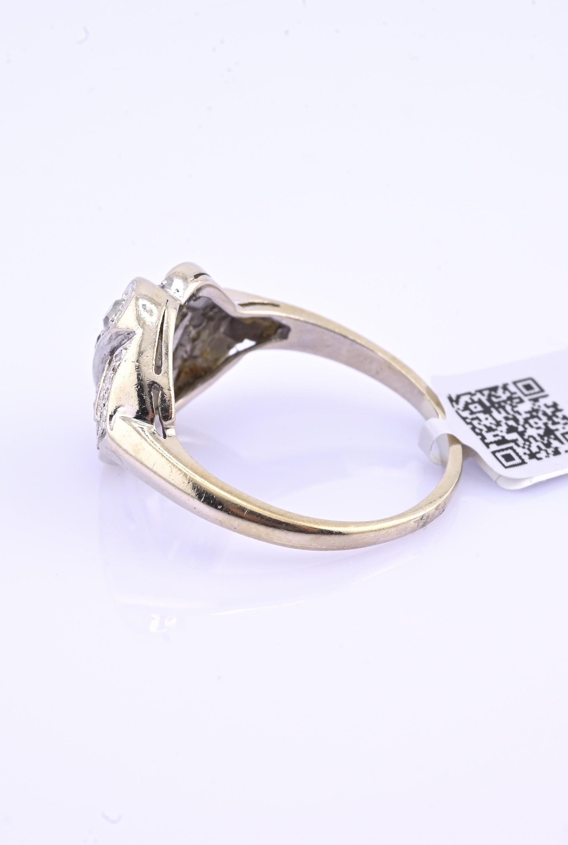 IGI Certified Art Deco 14K White Gold Old European Diamond Ring 0.55 CTW