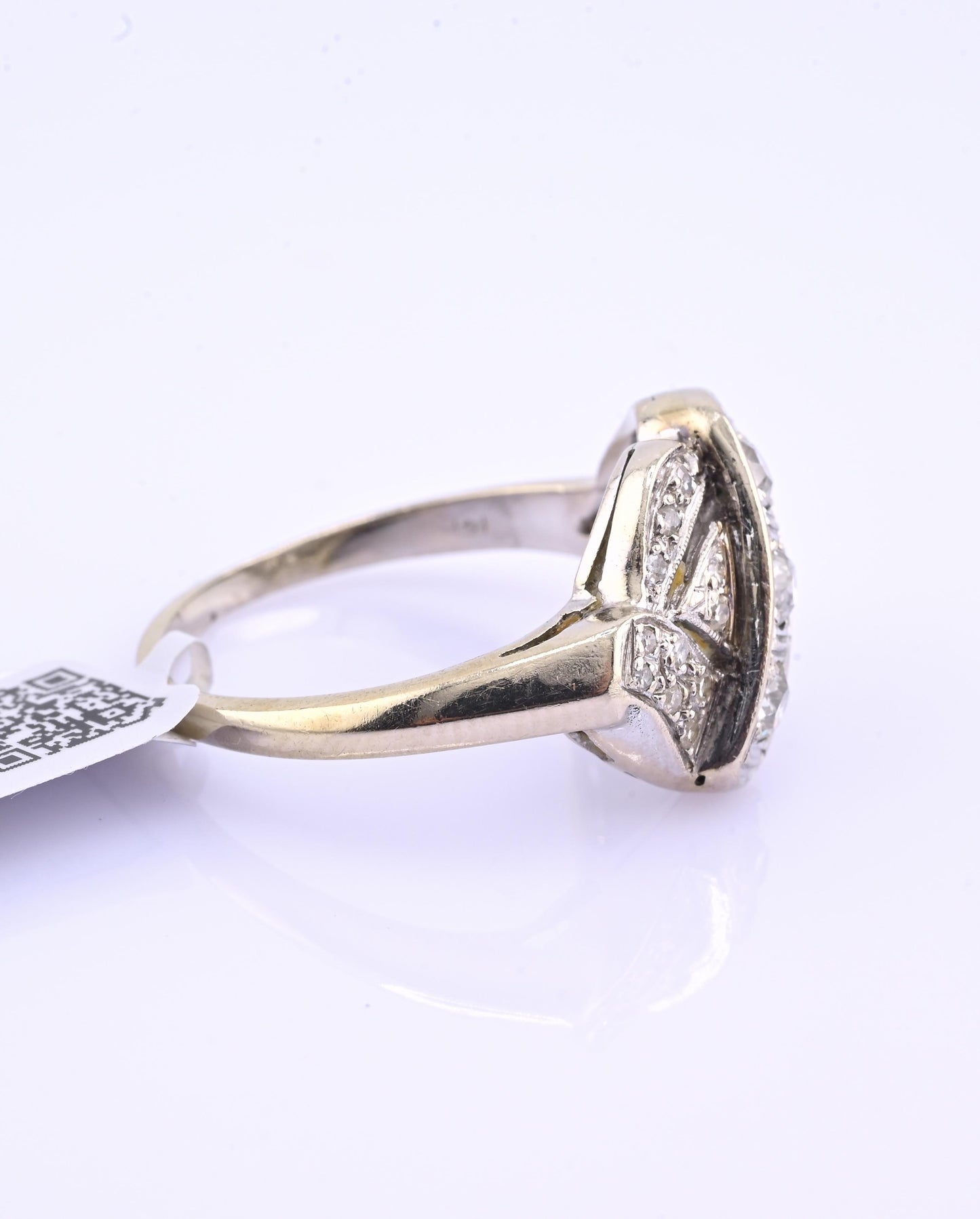 IGI Certified Art Deco 14K White Gold Old European Diamond Ring 0.55 CTW