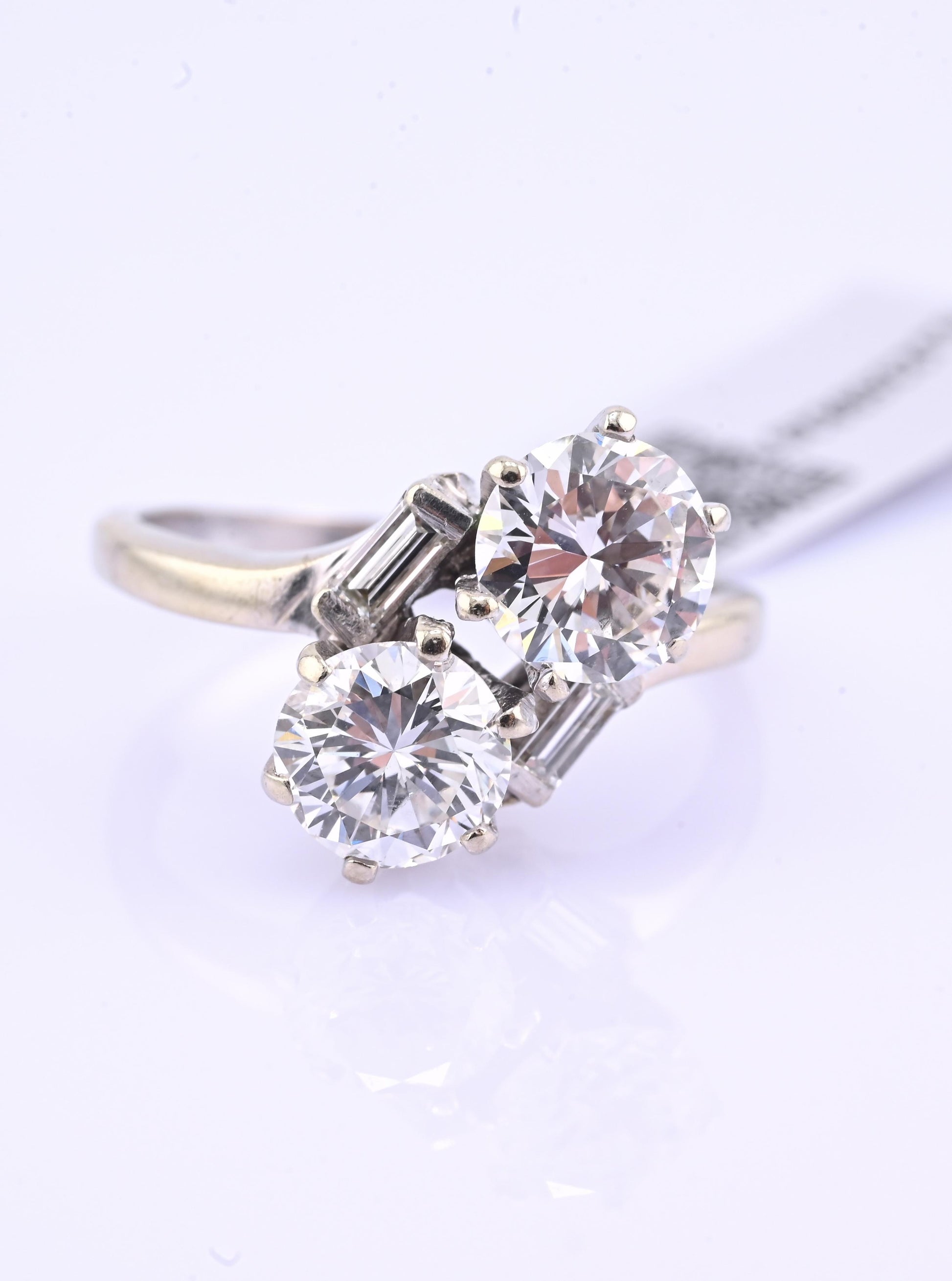 IGI Certified 14K White Gold Toi et Moi Natural Diamond Ring 1.65 CTW Size 5.25