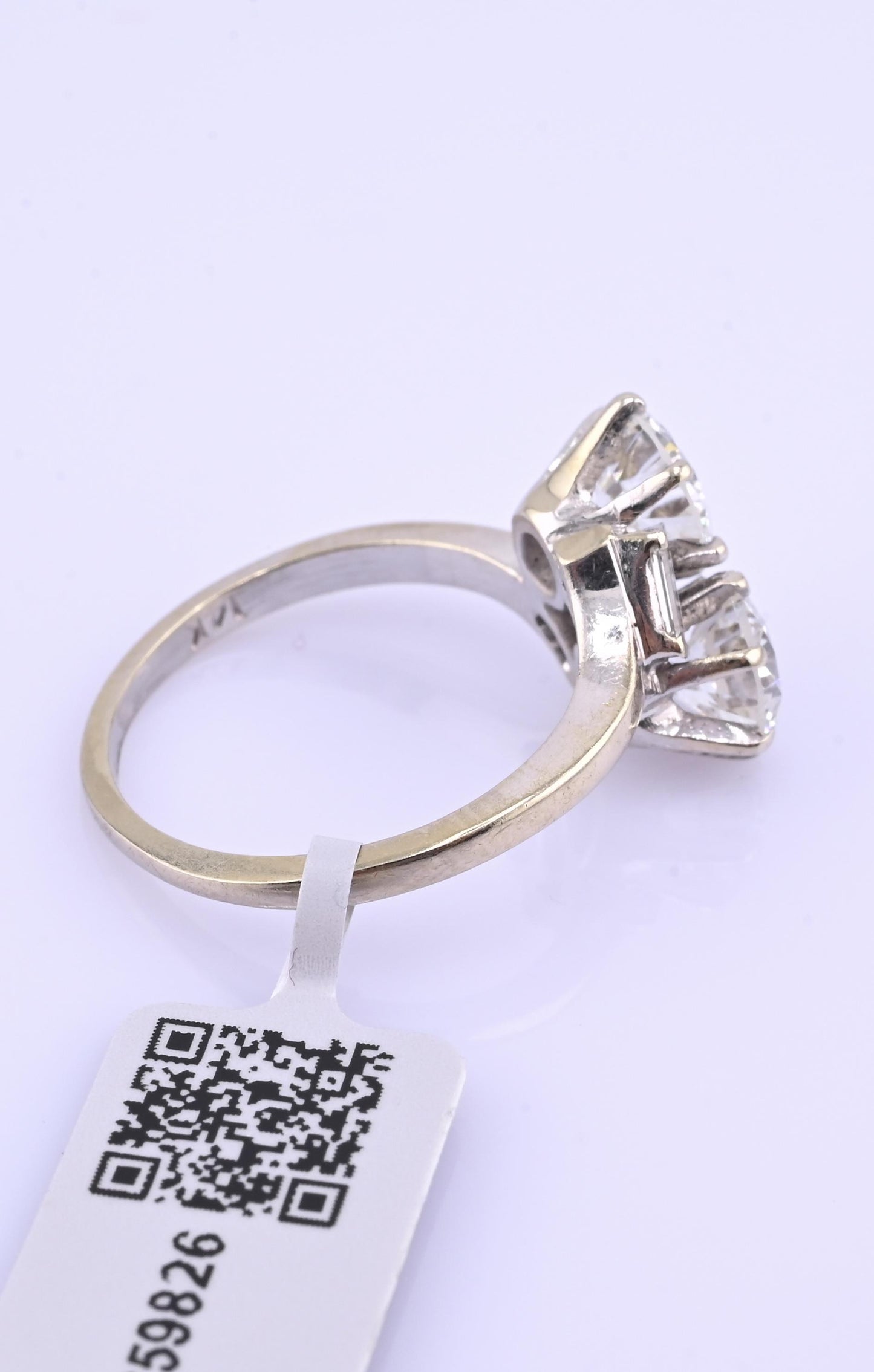 IGI Certified 14K White Gold Toi et Moi Natural Diamond Ring 1.65 CTW Size 5.25