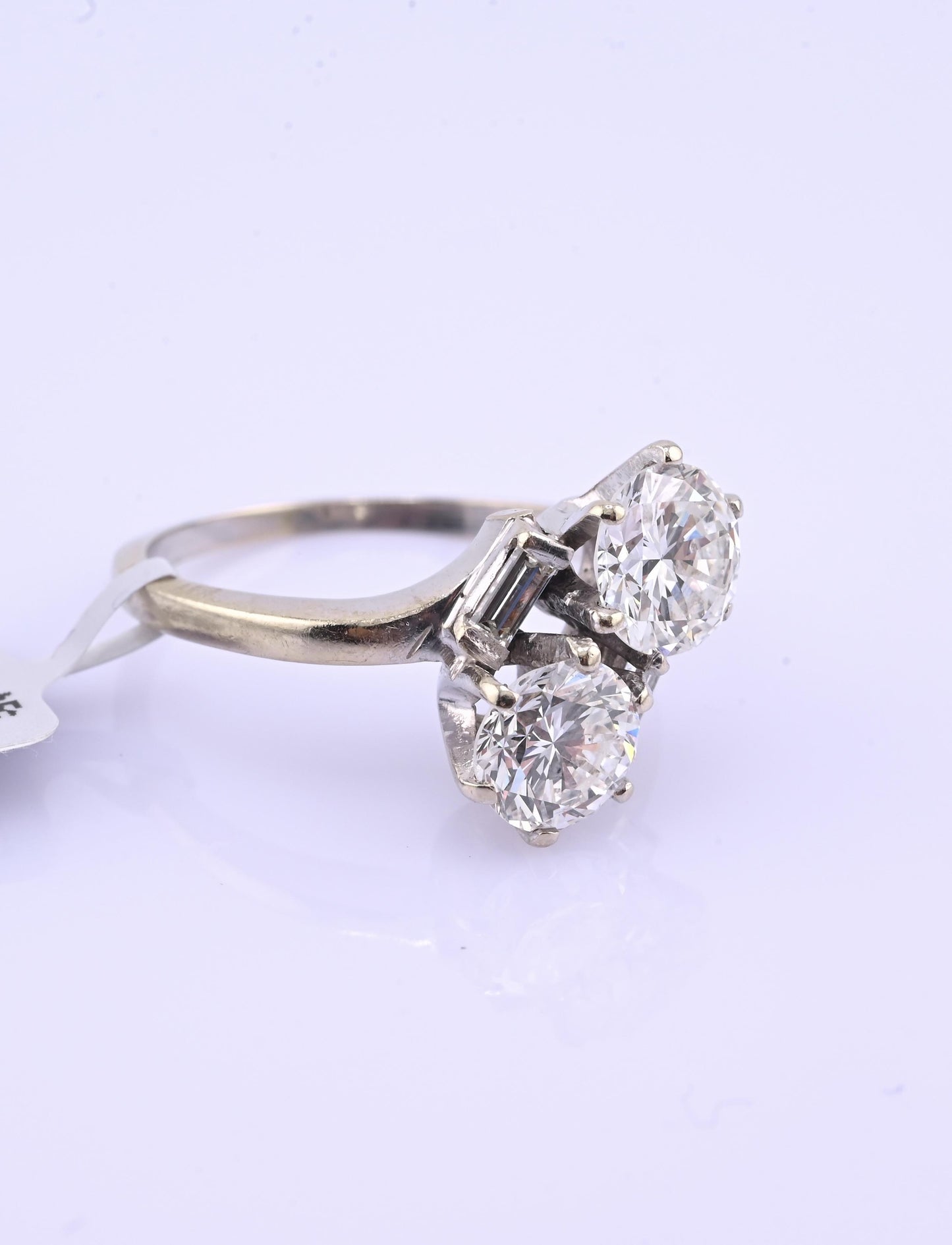 IGI Certified 14K White Gold Toi et Moi Natural Diamond Ring 1.65 CTW Size 5.25