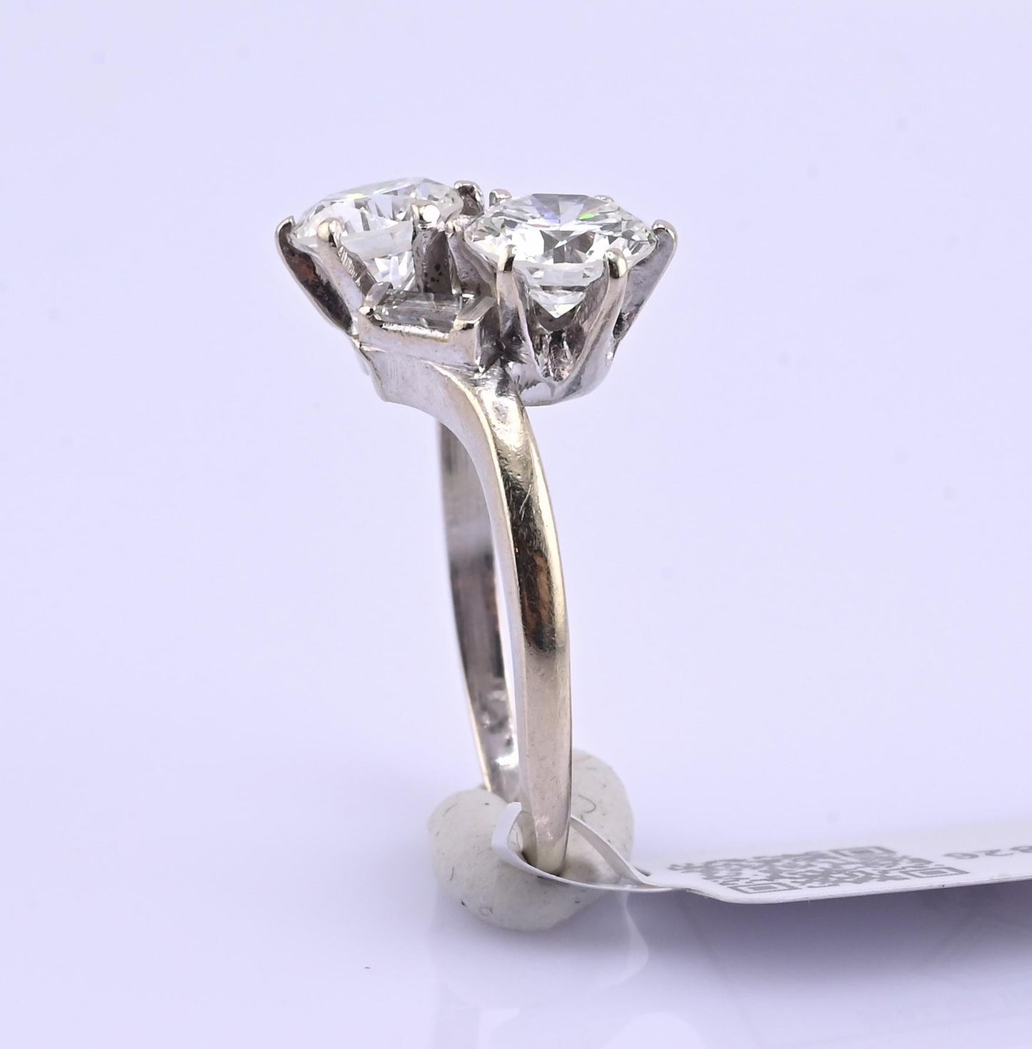 IGI Certified 14K White Gold Toi et Moi Natural Diamond Ring 1.65 CTW Size 5.25