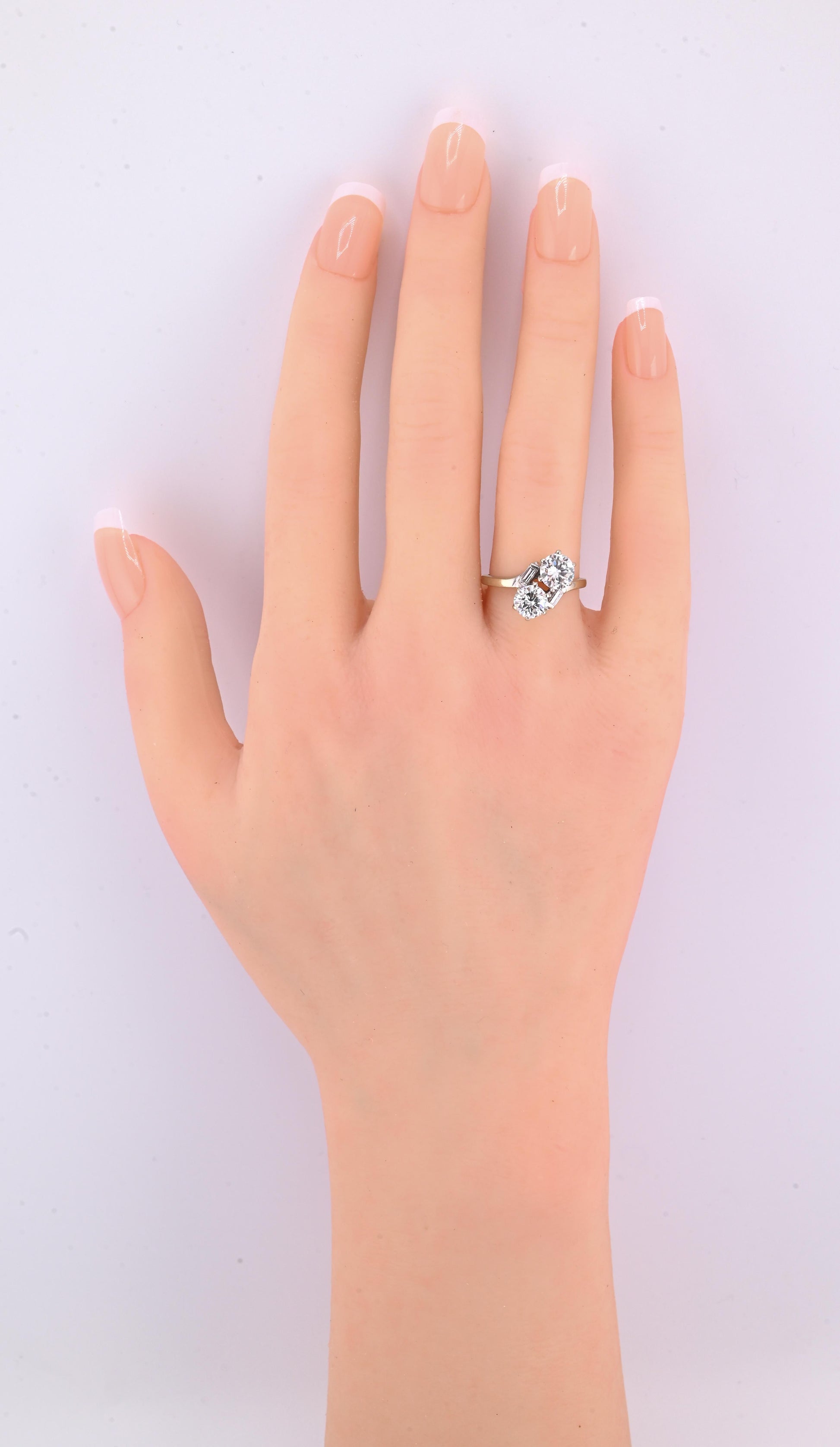 IGI Certified 14K White Gold Toi et Moi Natural Diamond Ring 1.65 CTW Size 5.25