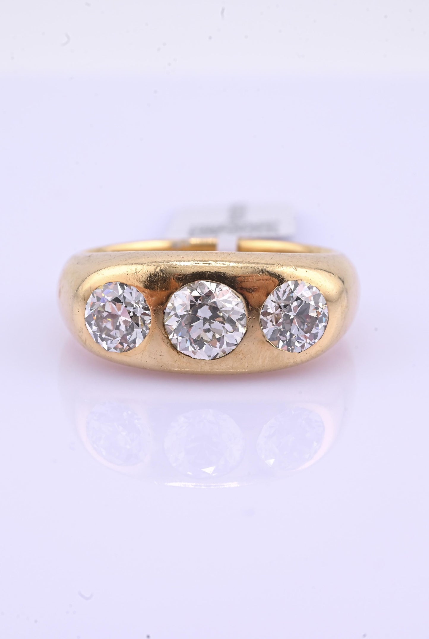 IGI Certified Art Deco Gypsy 14K Gold Old European Cut Diamond Ring 1.80 CTW