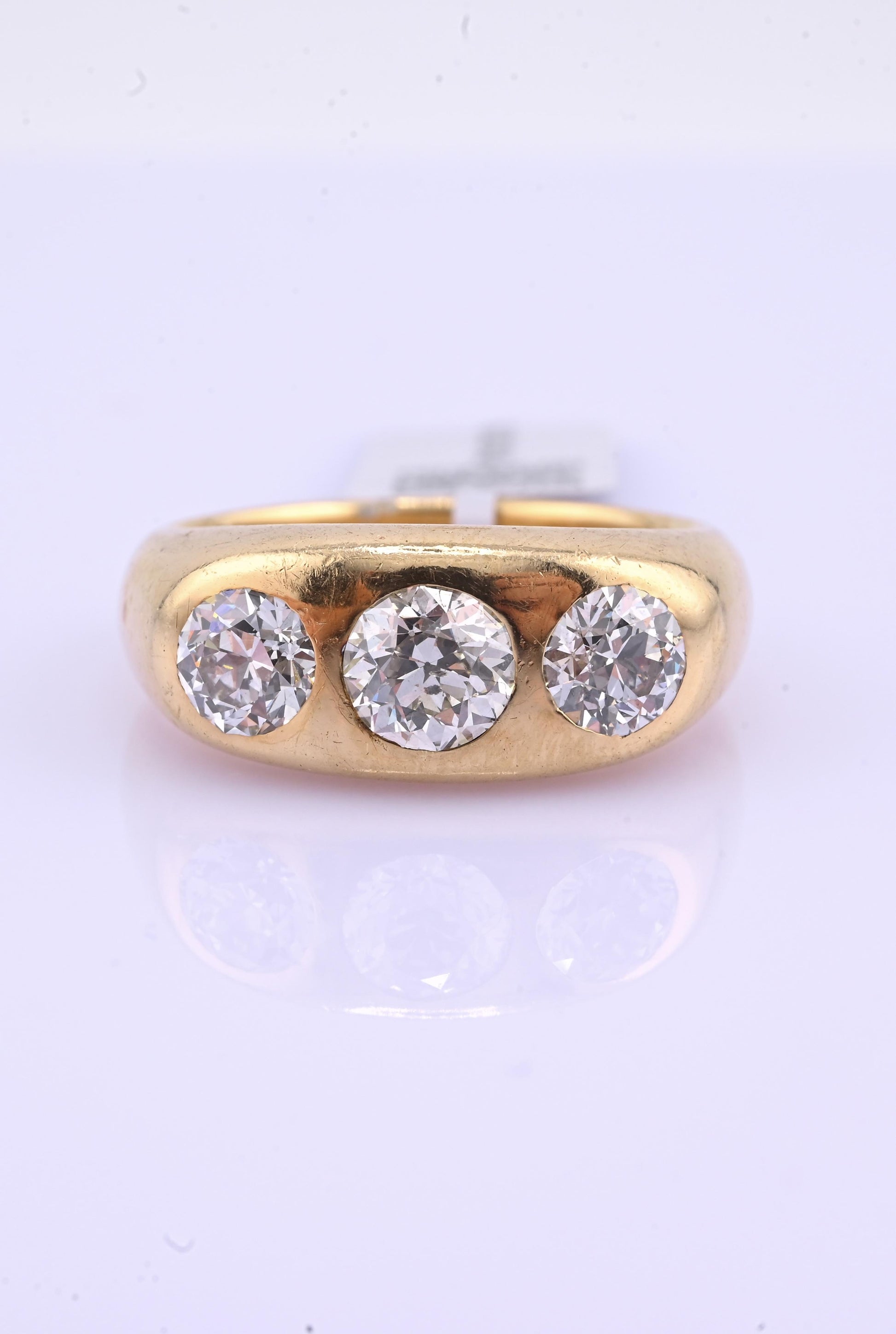 IGI Certified Art Deco Gypsy 14K Gold Old European Cut Diamond Ring 1.80 CTW