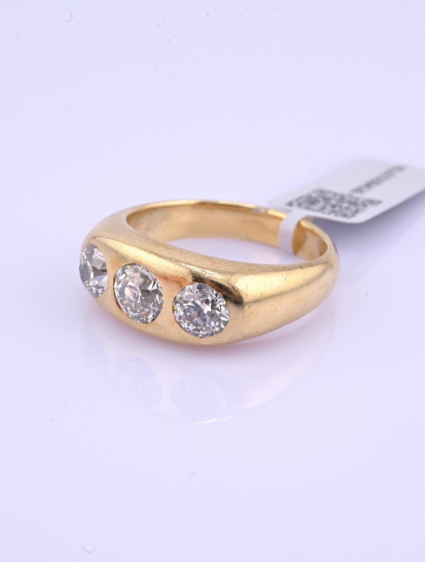 IGI Certified Art Deco Gypsy 14K Gold Old European Cut Diamond Ring 1.80 CTW
