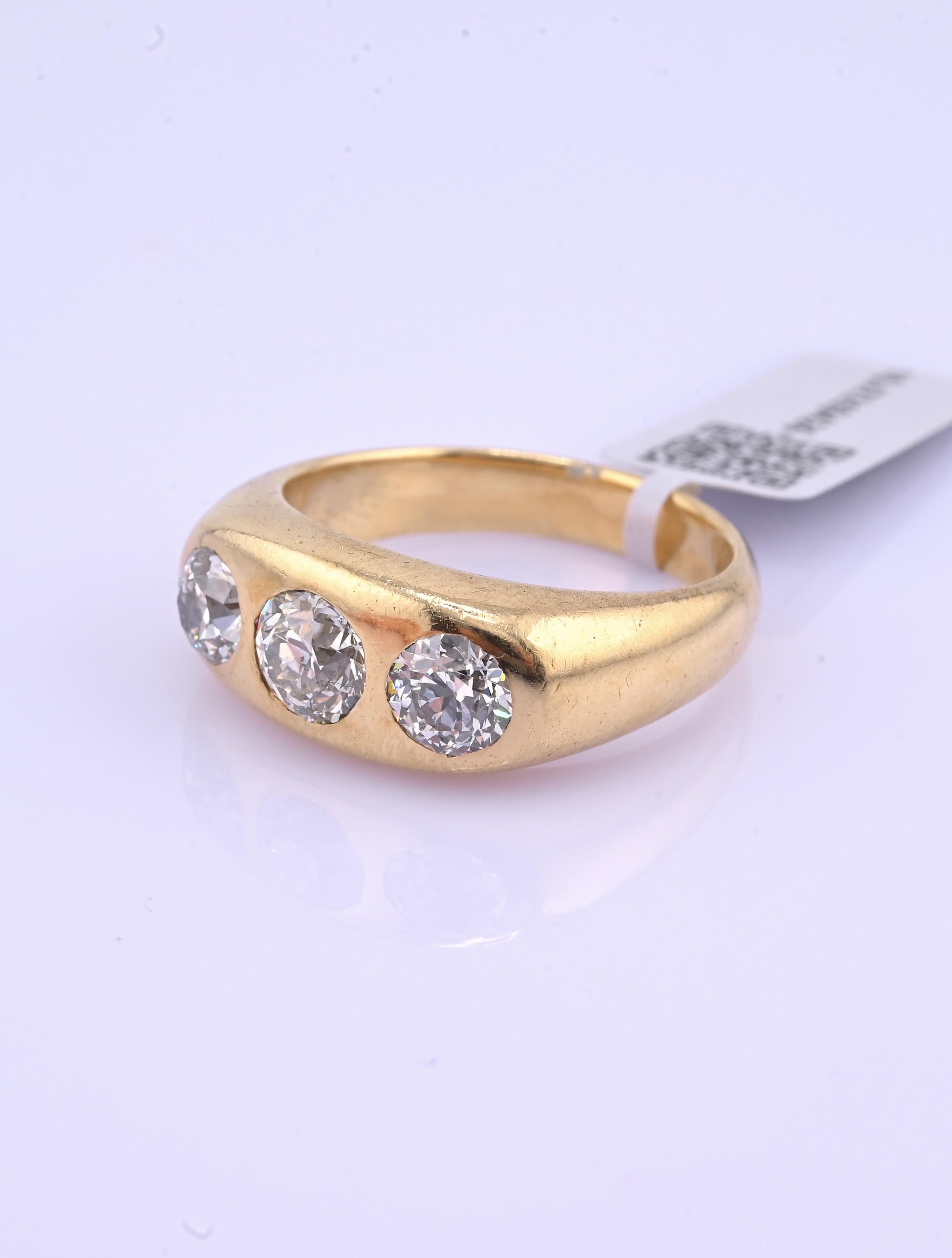 IGI Certified Art Deco Gypsy 14K Gold Old European Cut Diamond Ring 1.80 CTW
