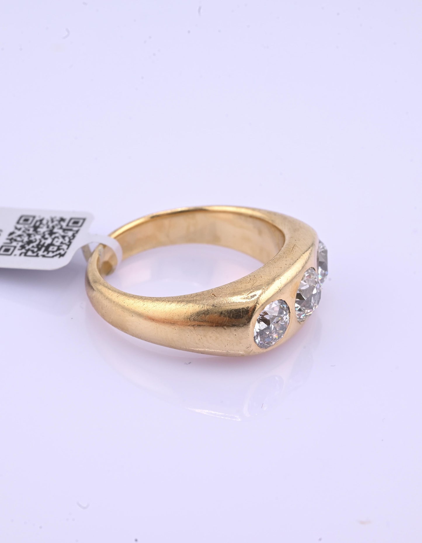 IGI Certified Art Deco Gypsy 14K Gold Old European Cut Diamond Ring 1.80 CTW