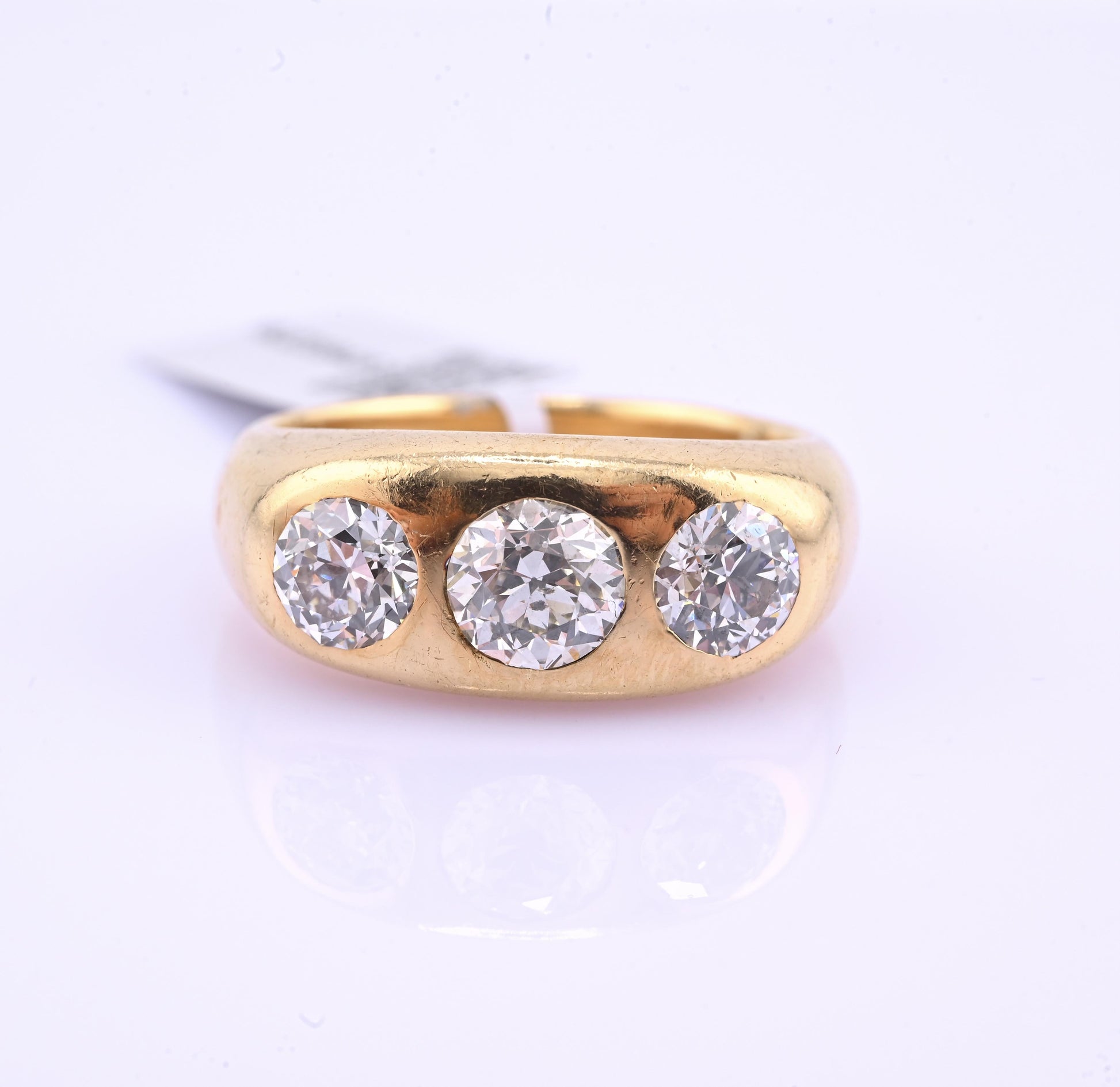 IGI Certified Art Deco Gypsy 14K Gold Old European Cut Diamond Ring 1.80 CTW