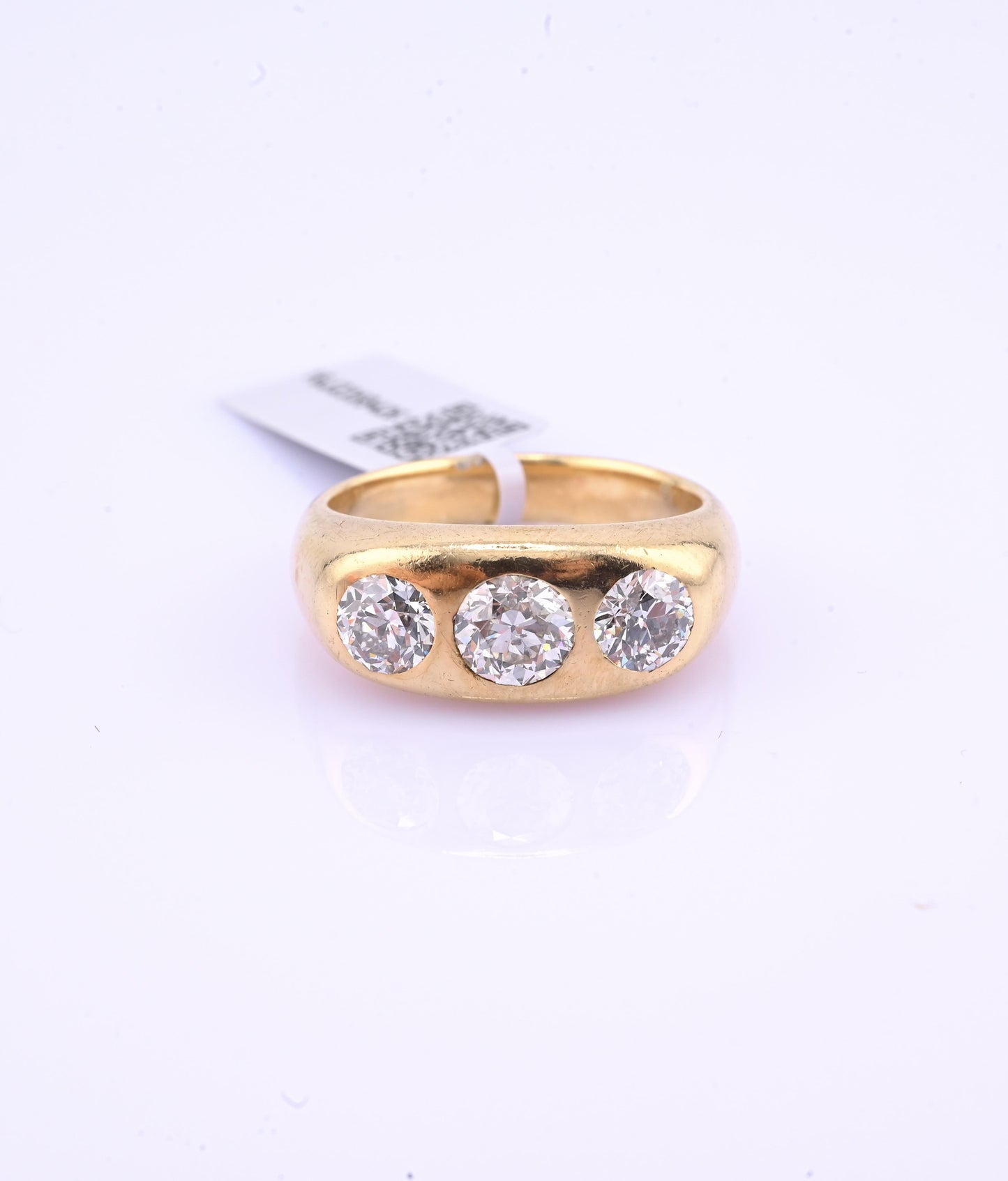 IGI Certified Art Deco Gypsy 14K Gold Old European Cut Diamond Ring 1.80 CTW