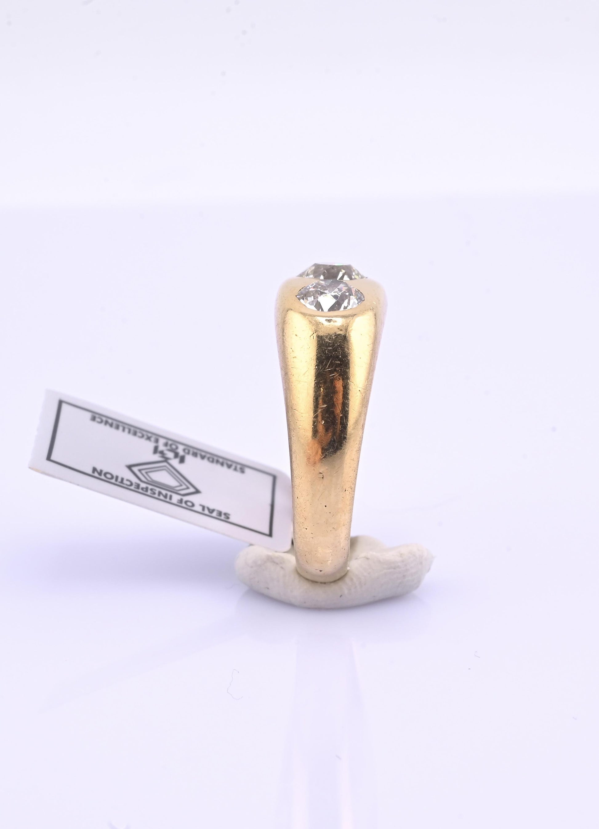 IGI Certified Art Deco Gypsy 14K Gold Old European Cut Diamond Ring 1.80 CTW
