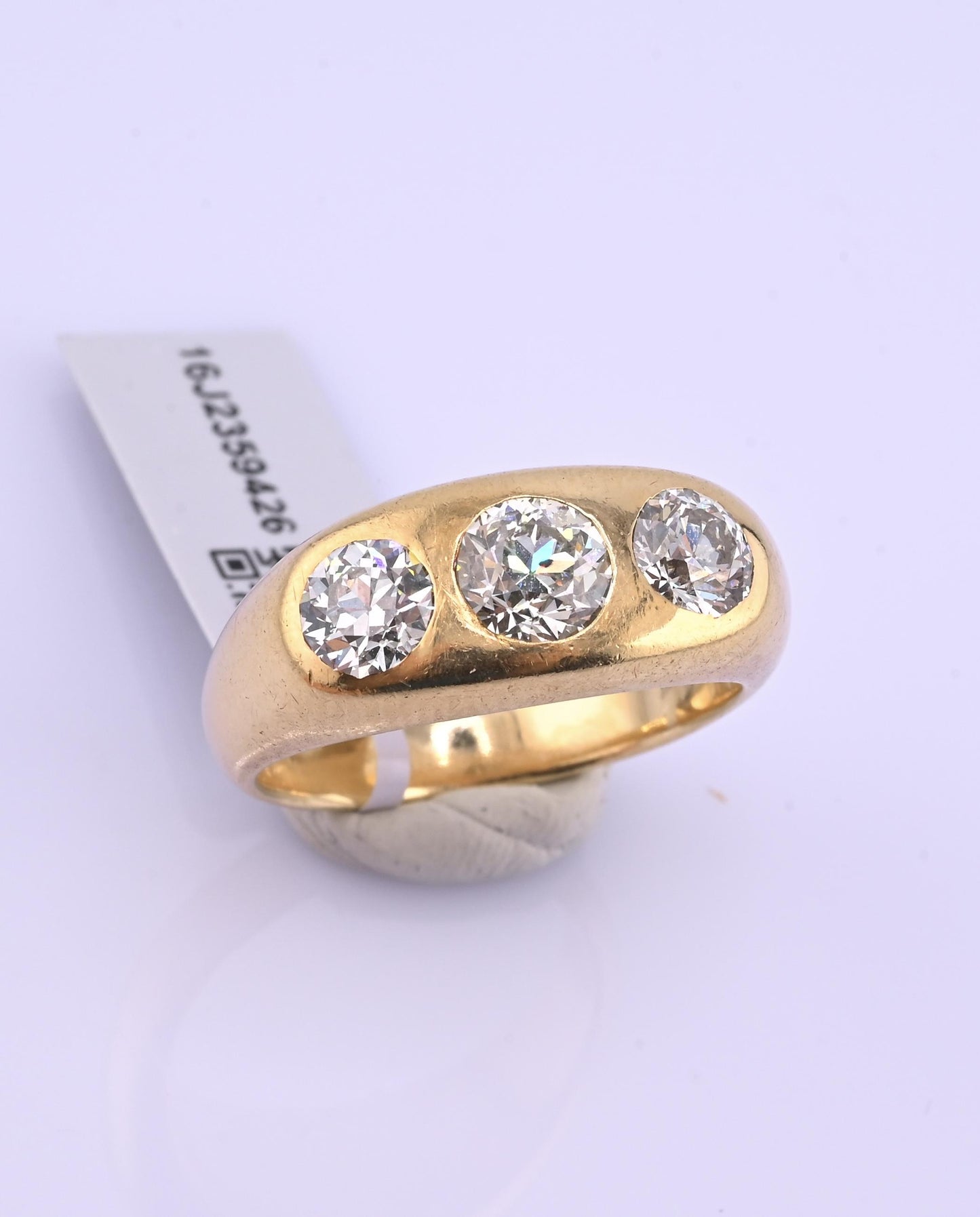 IGI Certified Art Deco Gypsy 14K Gold Old European Cut Diamond Ring 1.80 CTW