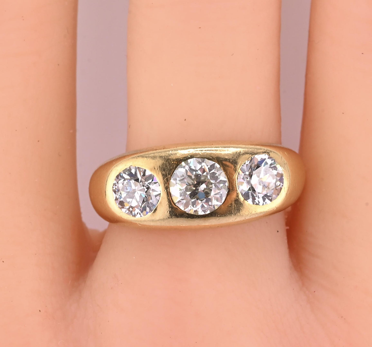 IGI Certified Art Deco Gypsy 14K Gold Old European Cut Diamond Ring 1.80 CTW
