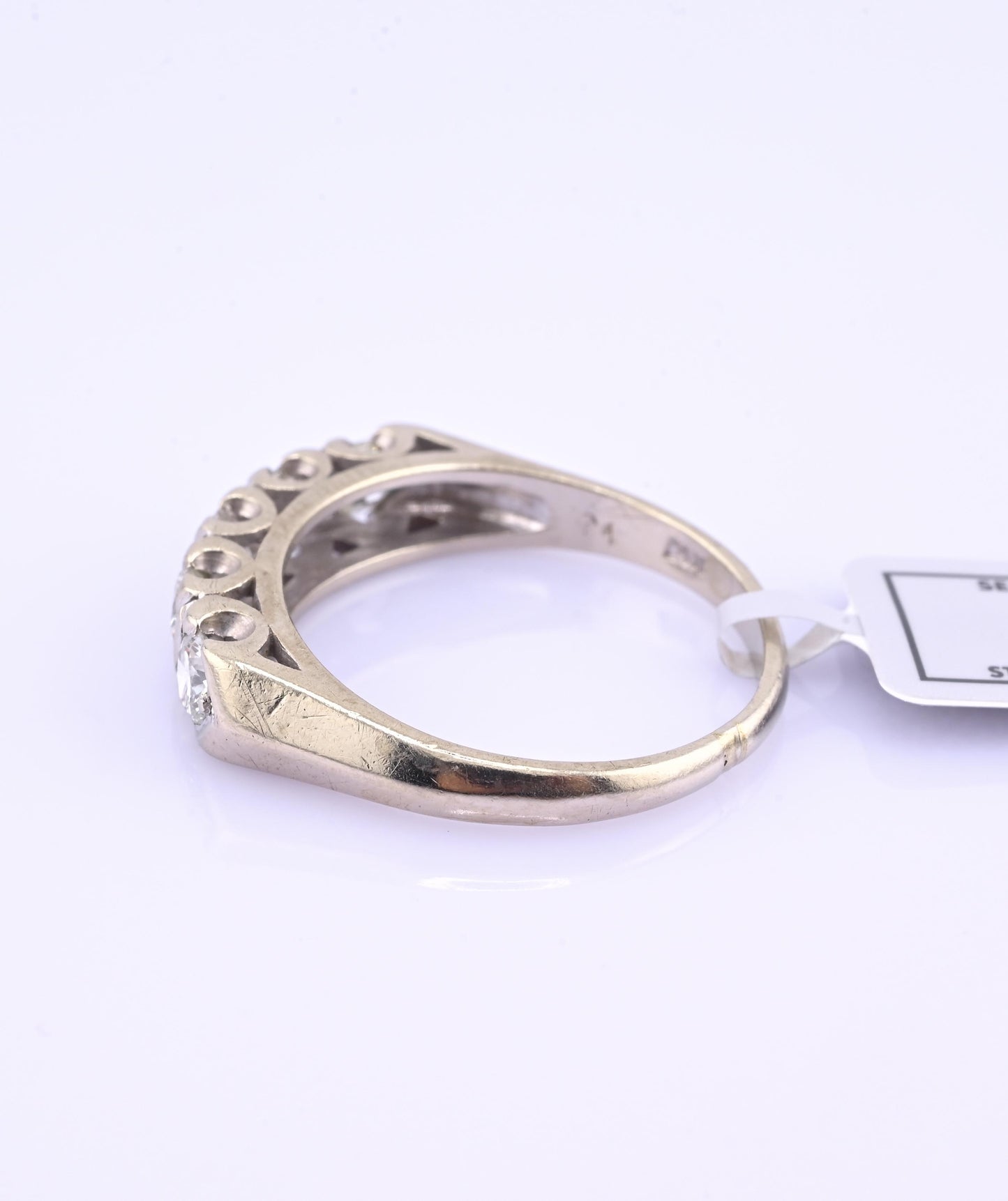 IGI Certified Vintage 14K White Gold Diamond Band Ring 0.88 CT VS Size 8