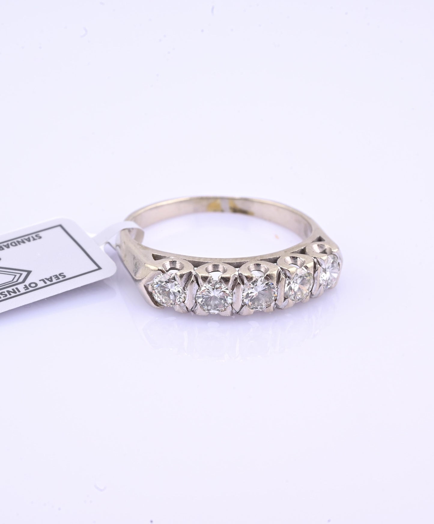 IGI Certified Vintage 14K White Gold Diamond Band Ring 0.88 CT VS Size 8