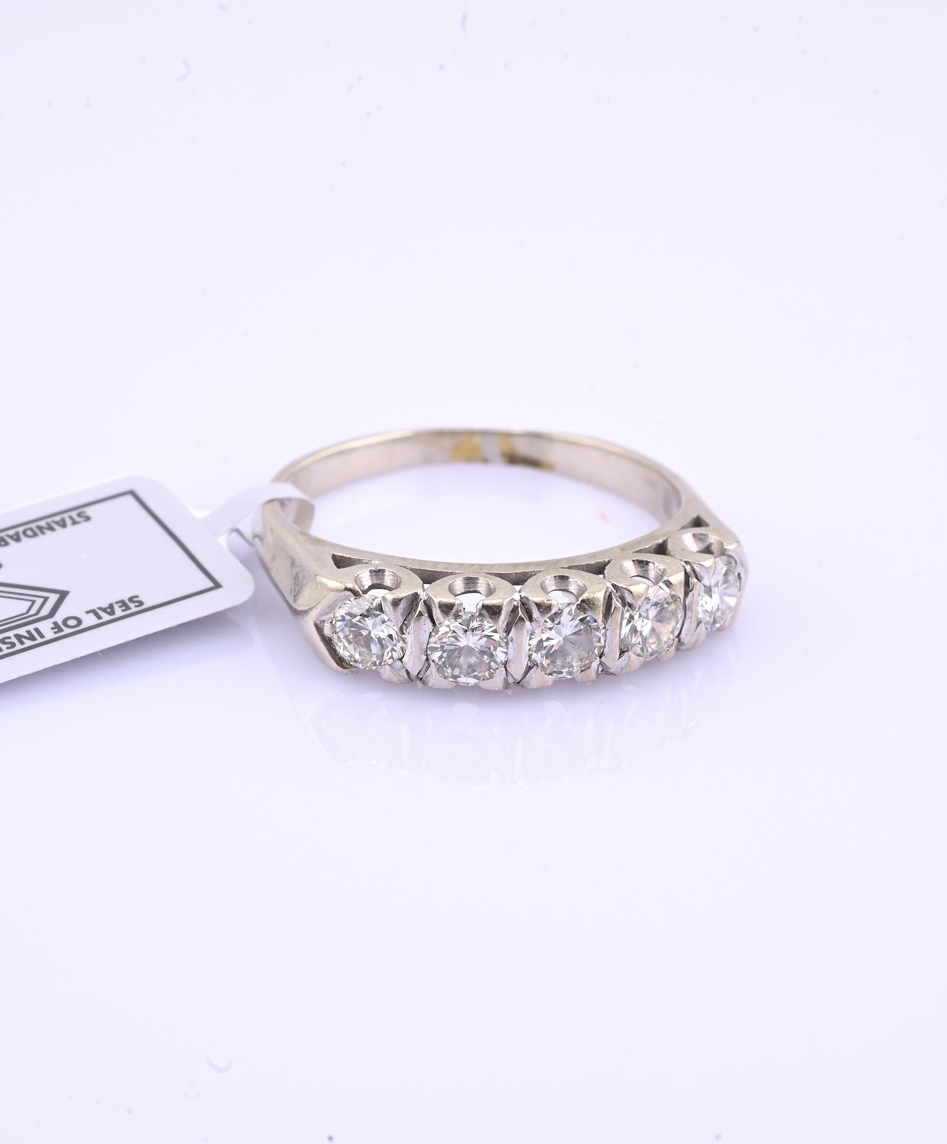 IGI Certified Vintage 14K White Gold Diamond Band Ring 0.88 CT VS Size 8