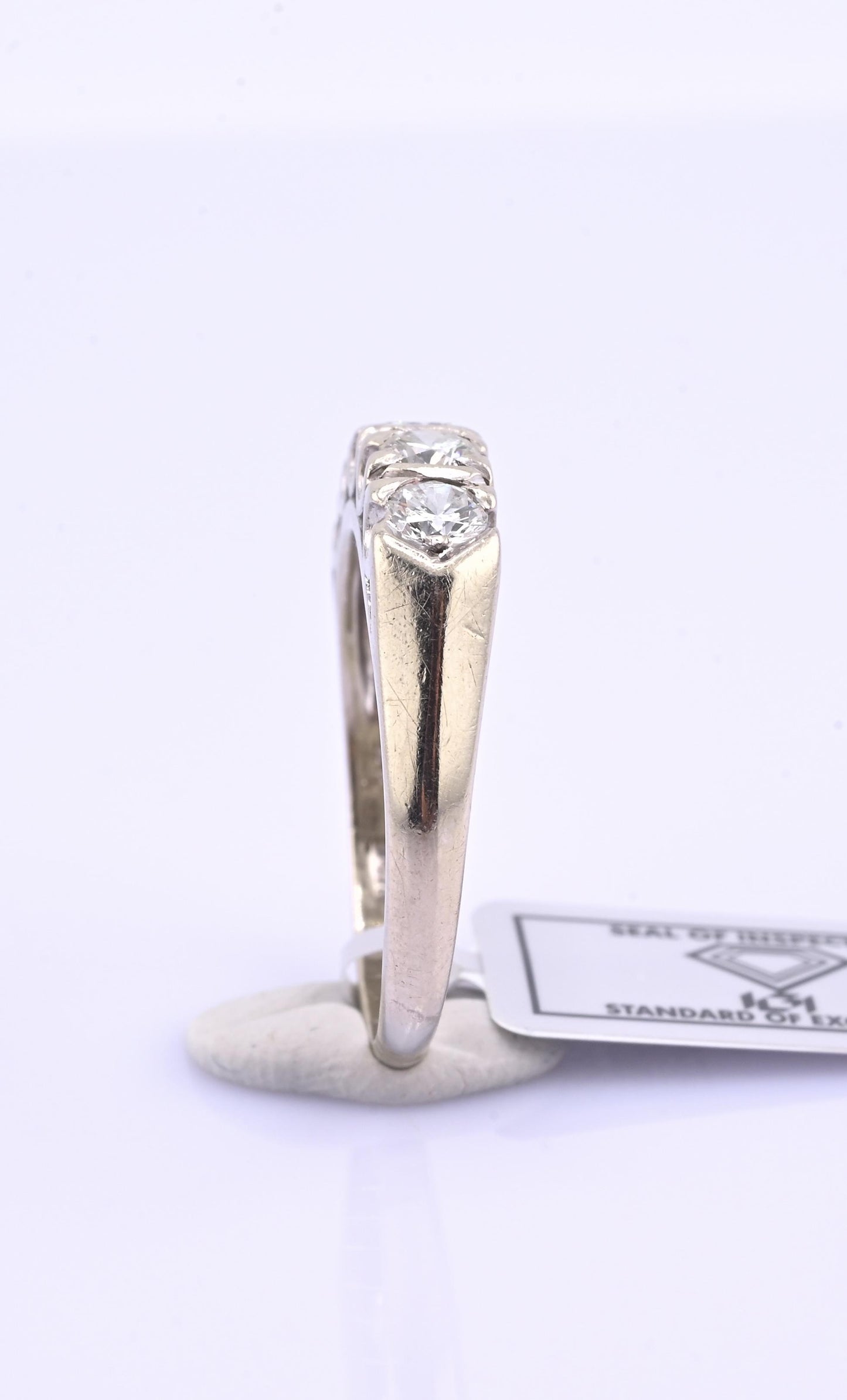 IGI Certified Vintage 14K White Gold Diamond Band Ring 0.88 CT VS Size 8
