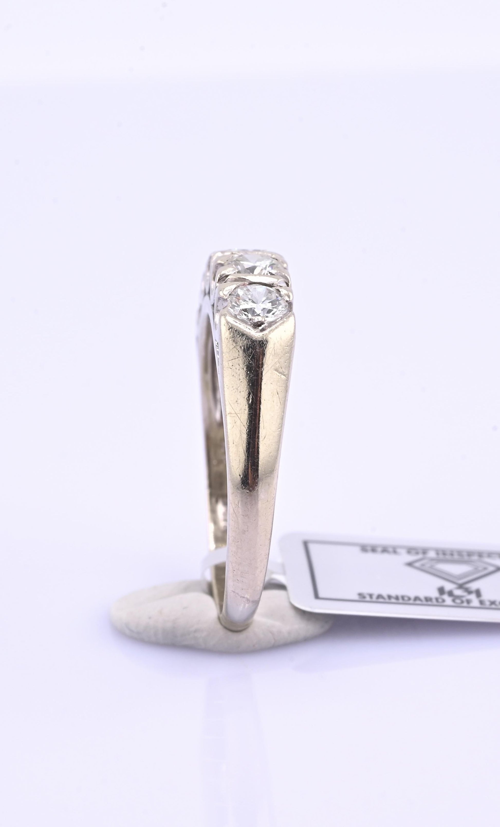 IGI Certified Vintage 14K White Gold Diamond Band Ring 0.88 CT VS Size 8