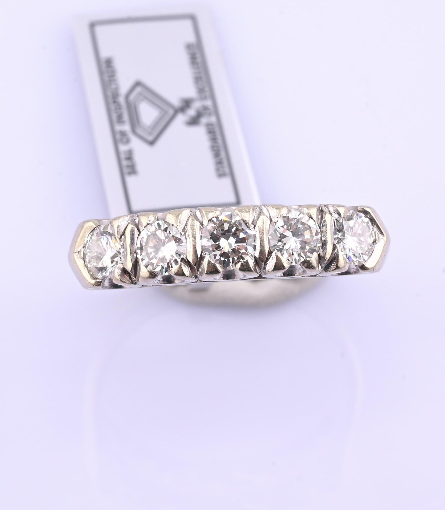 IGI Certified Vintage 14K White Gold Diamond Band Ring 0.88 CT VS Size 8