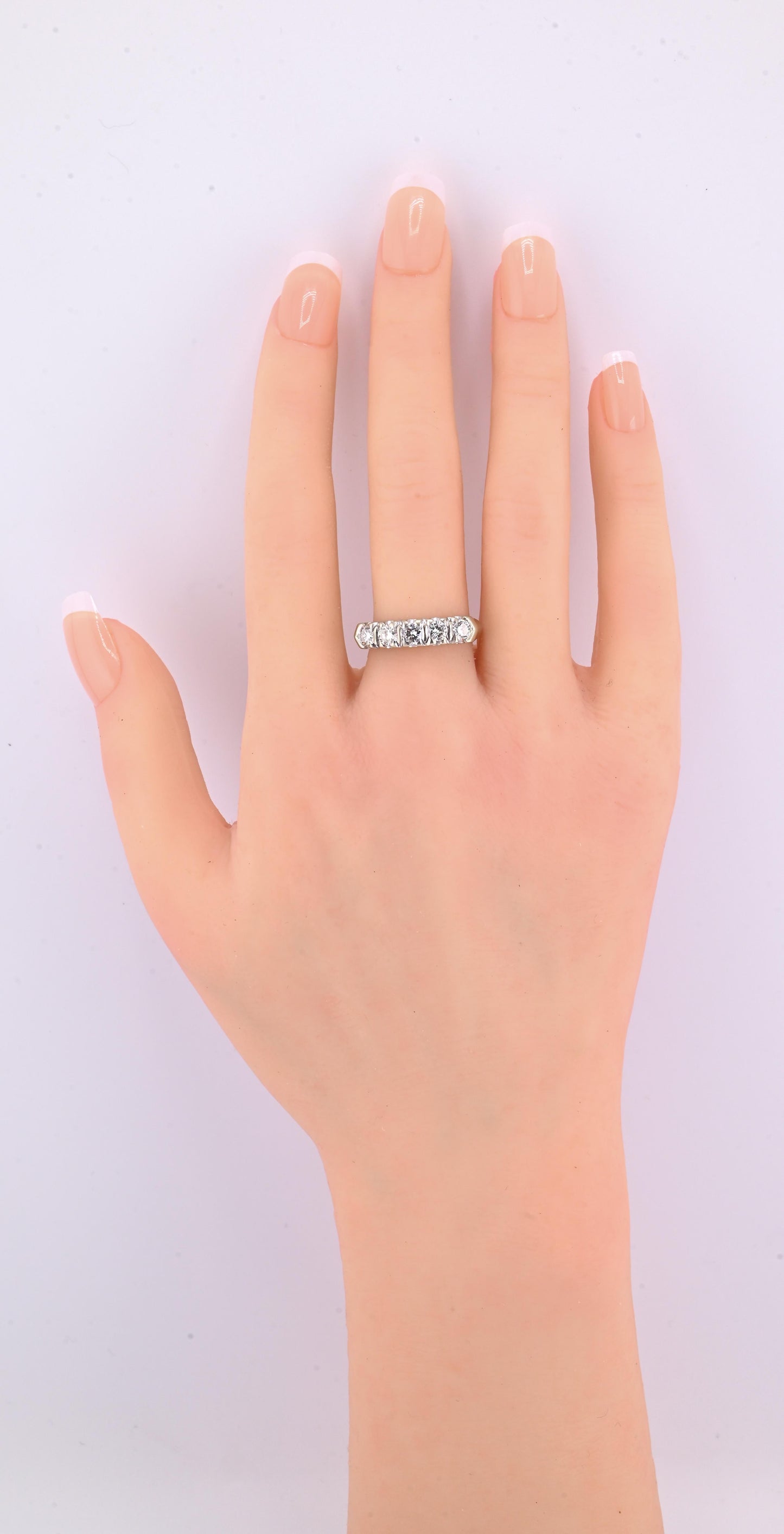IGI Certified Vintage 14K White Gold Diamond Band Ring 0.88 CT VS Size 8