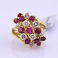 IGI Certified Vintage 18K Gold Ruby & Diamond Cluster Ring 2.60 CTW Size 6