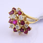 IGI Certified Vintage 18K Gold Ruby & Diamond Cluster Ring 2.60 CTW Size 6