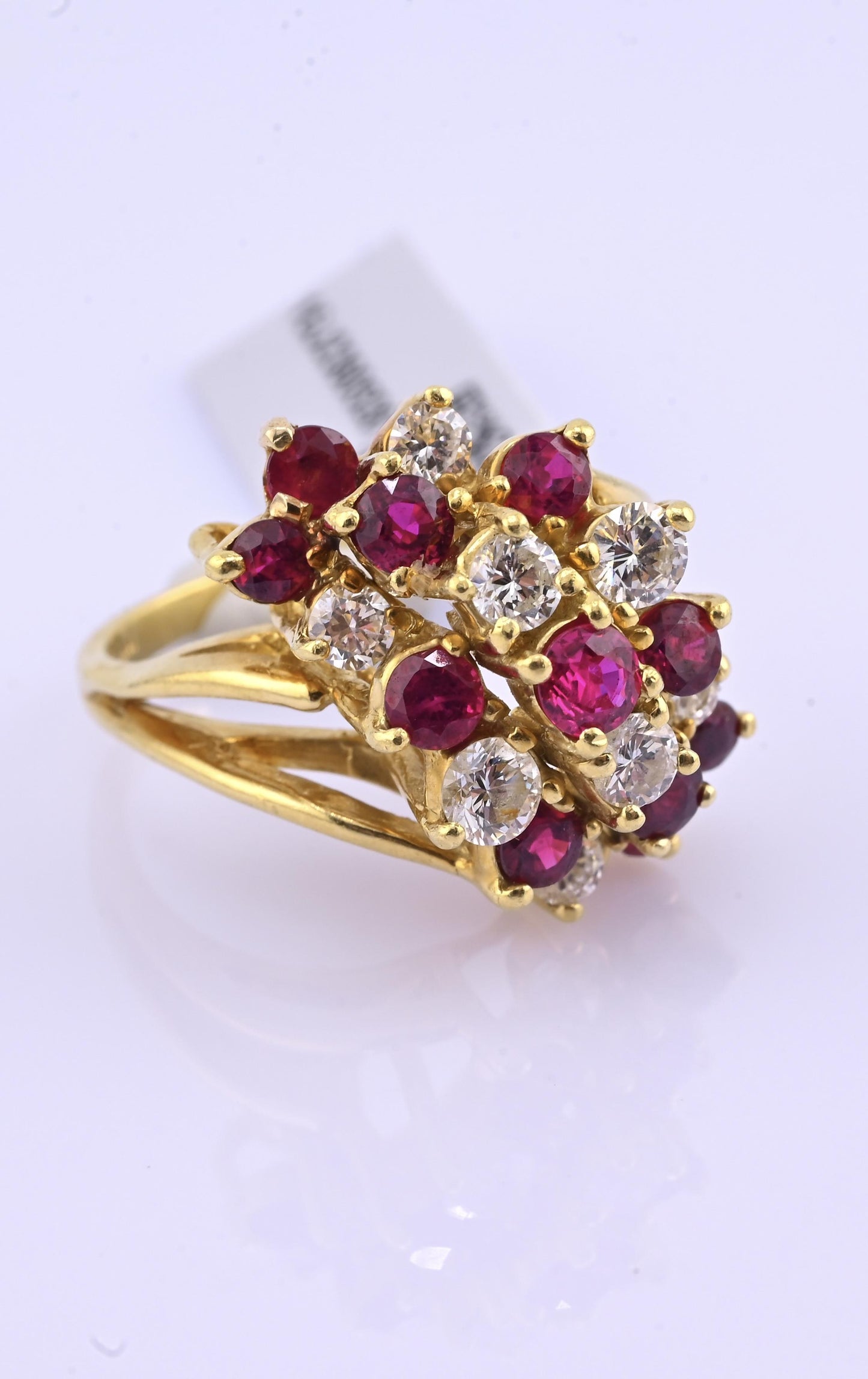 IGI Certified Vintage 18K Gold Ruby & Diamond Cluster Ring 2.60 CTW Size 6