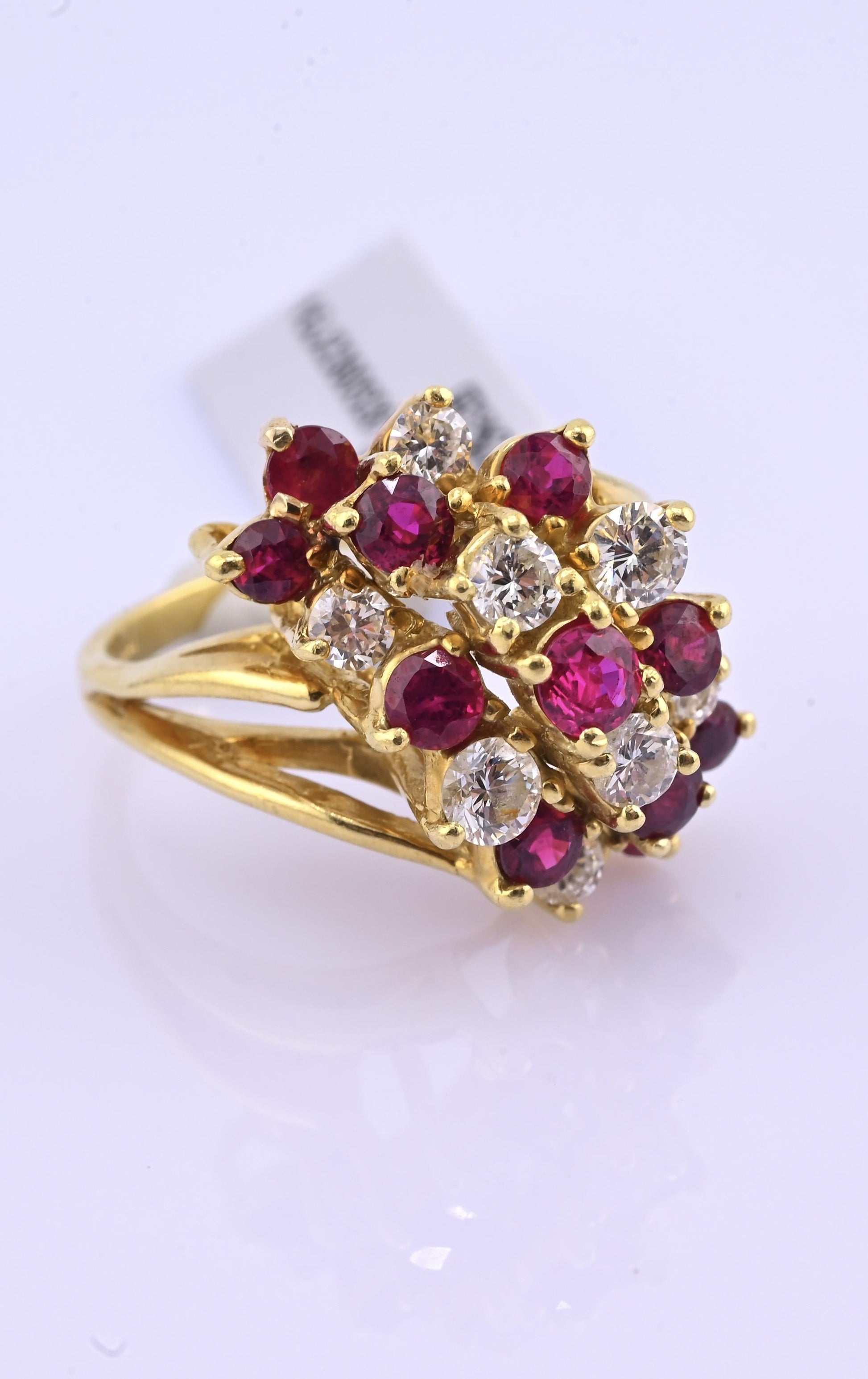 IGI Certified Vintage 18K Gold Ruby & Diamond Cluster Ring 2.60 CTW Size 6