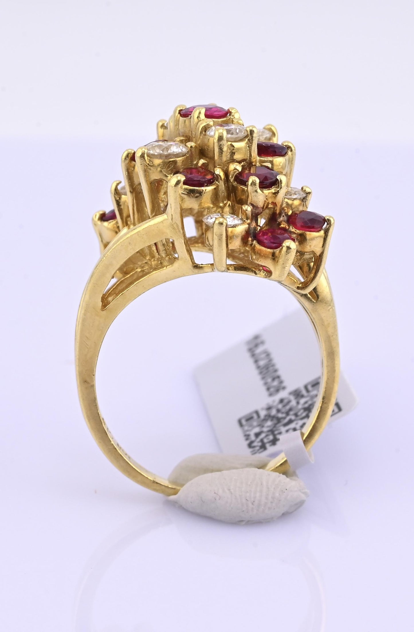 IGI Certified Vintage 18K Gold Ruby & Diamond Cluster Ring 2.60 CTW Size 6