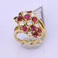 IGI Certified Vintage 18K Gold Ruby & Diamond Cluster Ring 2.60 CTW Size 6