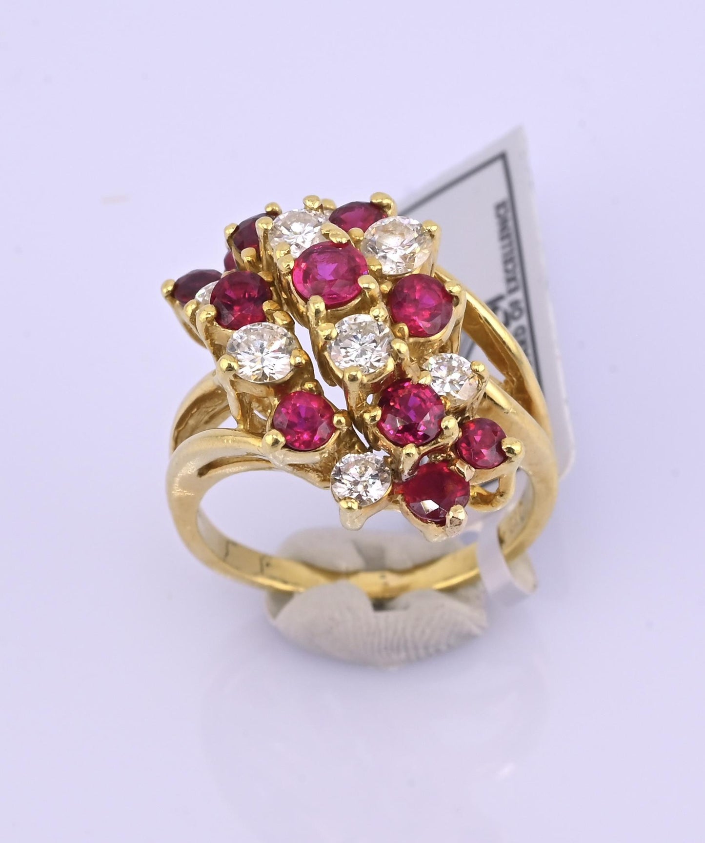 IGI Certified Vintage 18K Gold Ruby & Diamond Cluster Ring 2.60 CTW Size 6