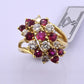 IGI Certified Vintage 18K Gold Ruby & Diamond Cluster Ring 2.60 CTW Size 6